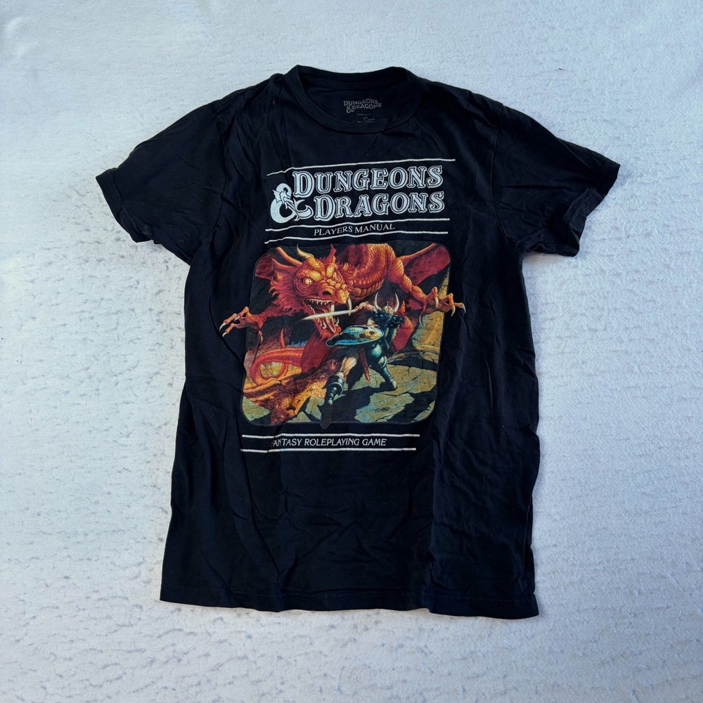 Dungeons & Dragons Graphic T-Shirt Small Black Players Manual Dragon Fantasy